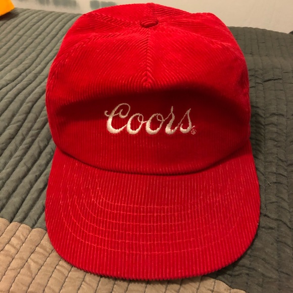 Coors Beer Dad Hat Bright Red Corduroy 